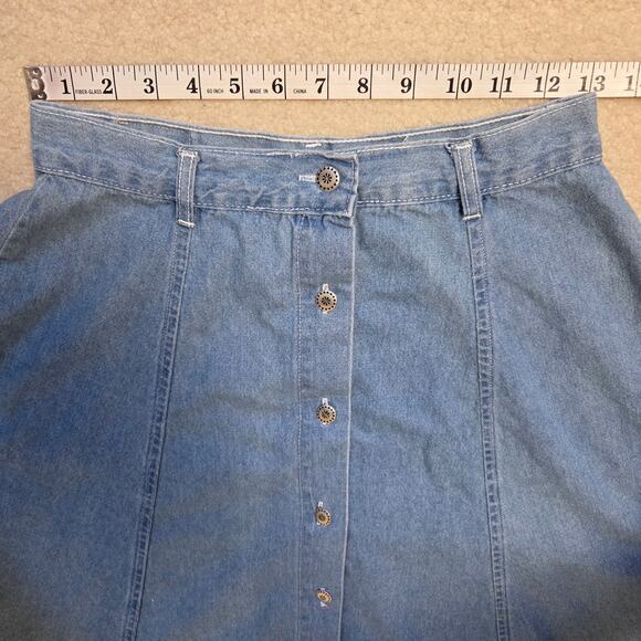 No Excuses Junior/Misses 9/10 Vintage Y2K 90s Denim A-Line Button Front Skirt - Picture 6 of 11